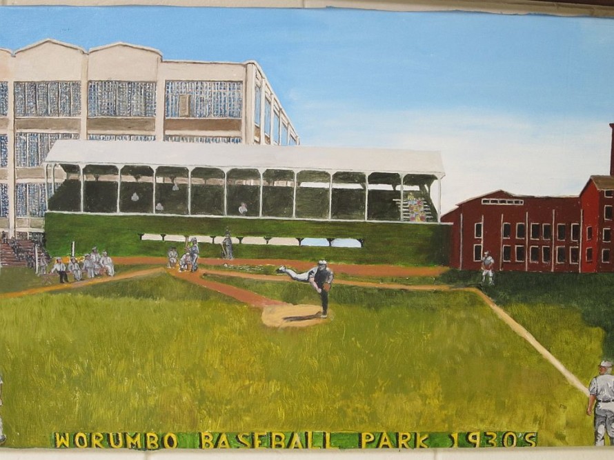 Another great local landmark, painted by Frank Gross--Worumbo Park, circa 1930s.